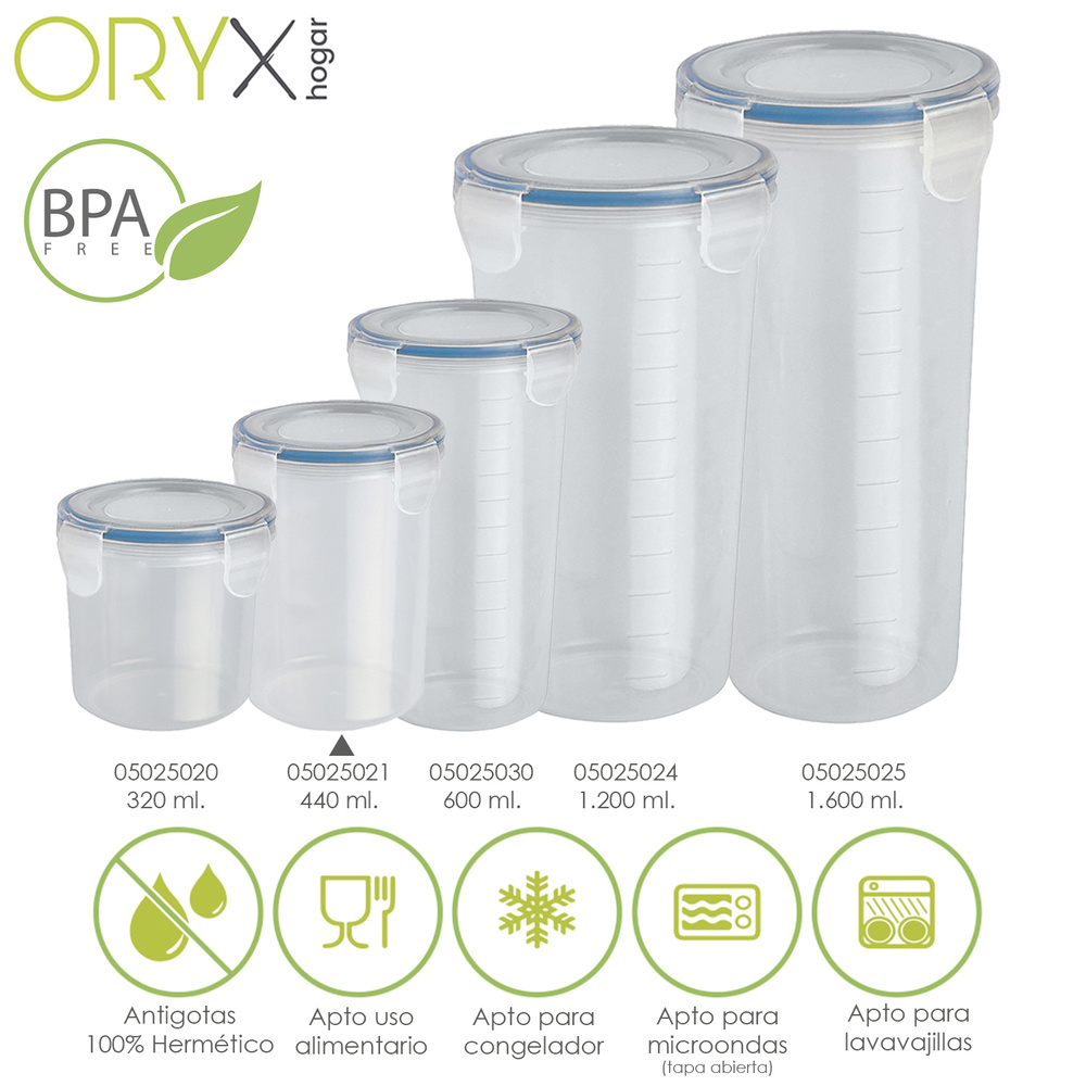 Set de 5 Táper de Plástico Sin BPA, Aptos para Lavavajillas Microondas y  Congelador
