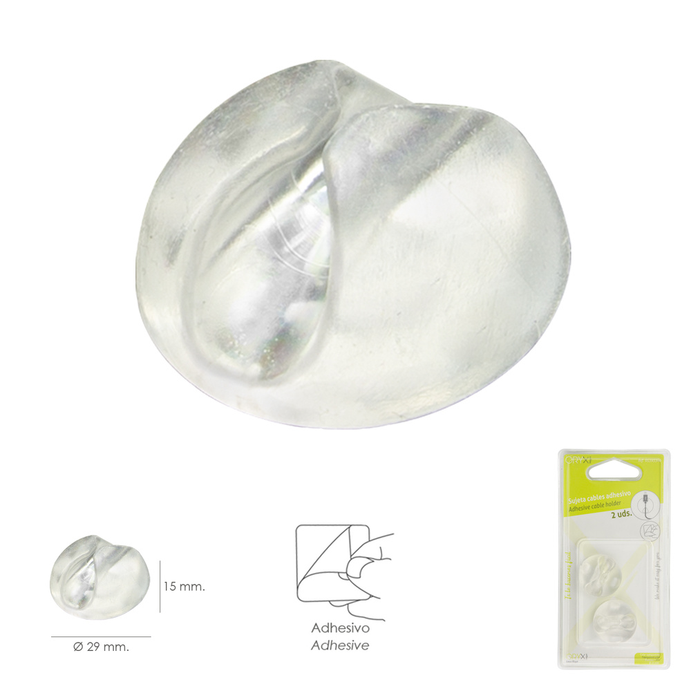 ▷🥇 distribuidor sujetacables transparente con adhesivo Ø 2,9 x 1,5 cm  (blister 2 piezas)