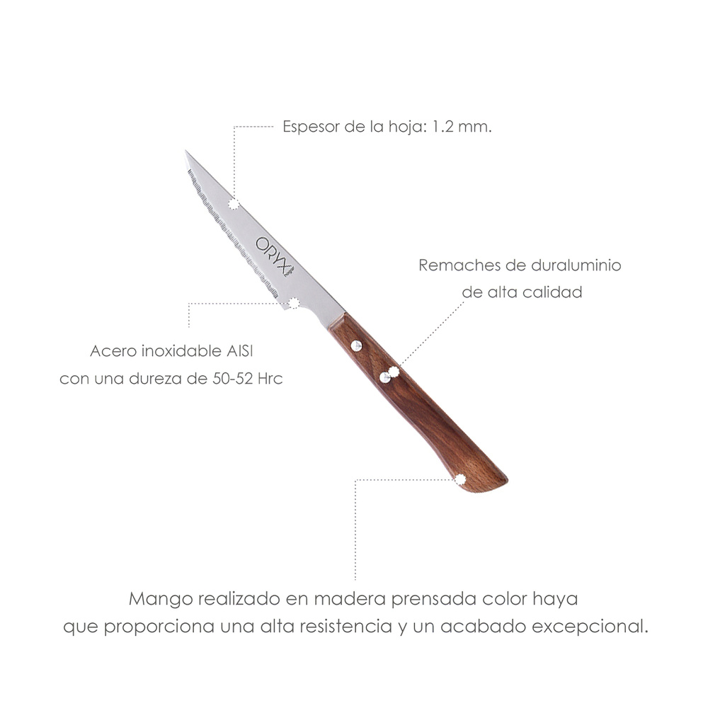 Cuchillo de mesa chuletero 11 cm Arcos madera prensada