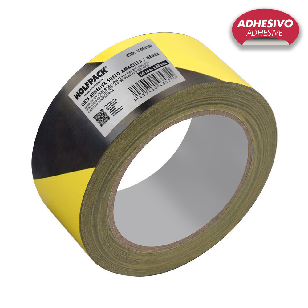 ▷🥇 distribuidor cinta adhesiva suelo amarilla/negra, 33 mt x 50